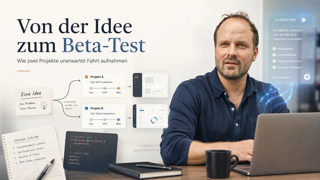 Titelbild des Founders Reports "Von der Idee zum Beta-Test: Wie zwei Projekte unerwartet Fahrt aufnahmen"