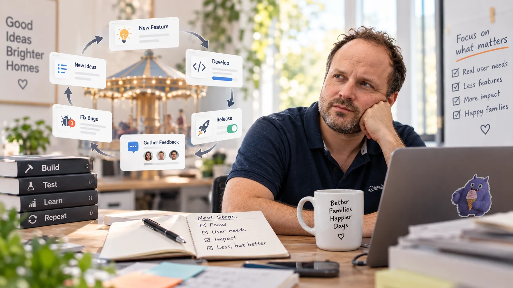 Diagramm des Feature-Baus und der Feedback-Schleifen.